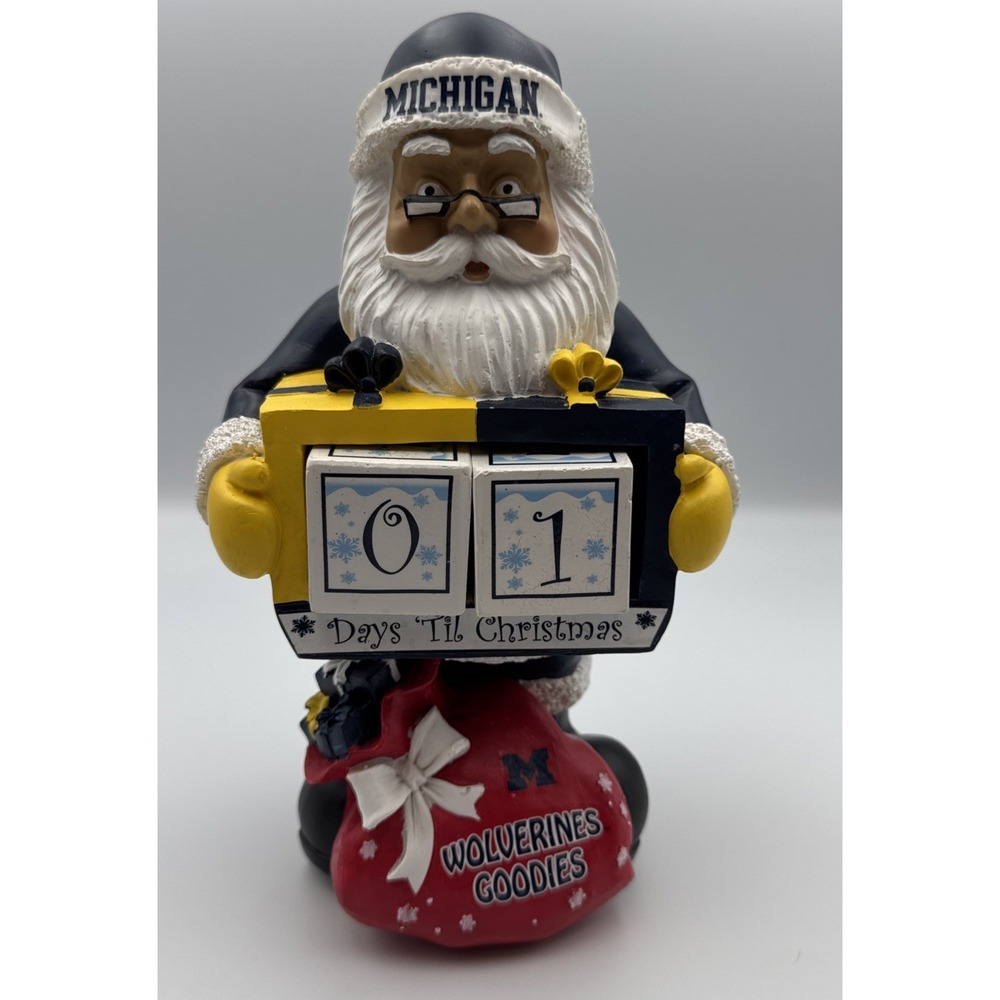 Michigan Wolverines‎ Santa Figure Days Til Christmas Countdown Blocks